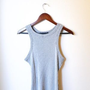Gray Striped Form Fitting Dress